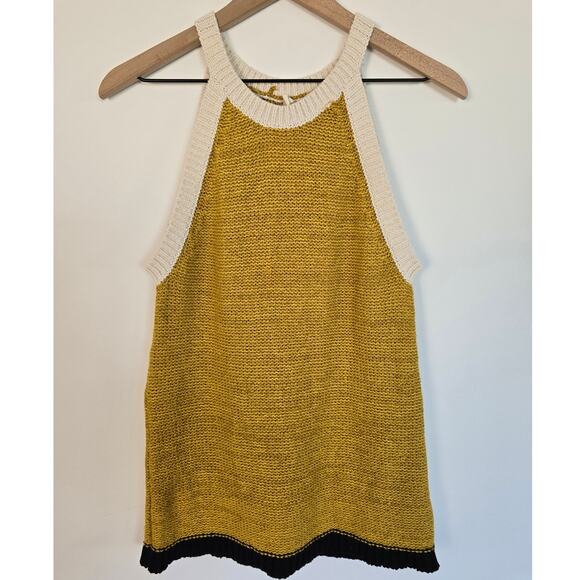 Moth Anthropologie Mustard Knit Sweater Tank Top Size L - Picture 1 of 3